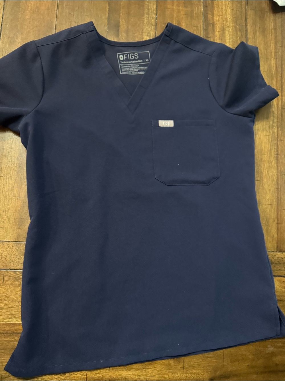Figs Catrina Navy Scrub Top